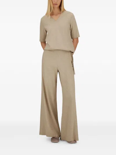 Herno Resort Trousers In Melange Fabric In Brown