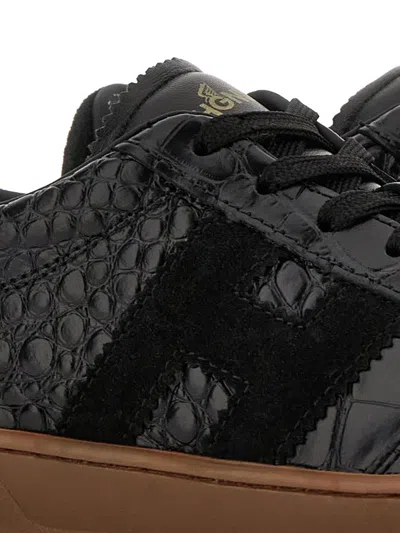 Hogan Black Logo Patch Sneakers In Black