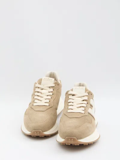 Hogan Brown Logo Embellished Sneakers In Neutral