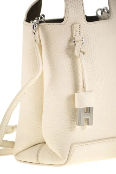 Hogan H01 R Handbag In Hammered Leather In Neutral