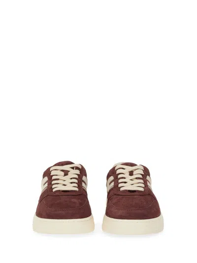 Hogan Side-stripe Lace-up Sneakers In Burgundy