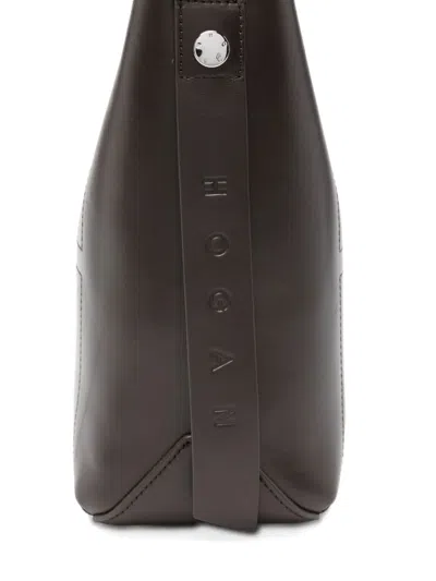 Hogan Hocket Small Leather Hobo Bag In Brown