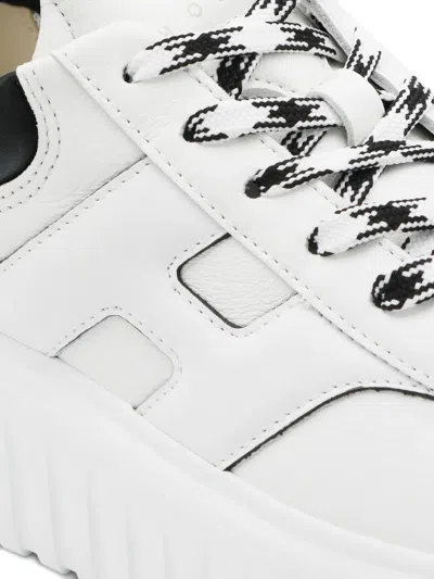 Hogan H-stripes Smooth Leather Sneakers Shoes In White