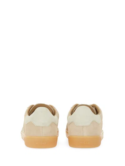 Hogan Patch Logo Suede Trainers In Neutral