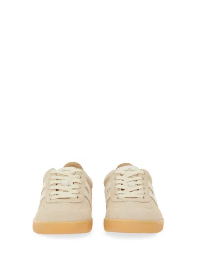 Hogan Patch Logo Suede Trainers In Neutral