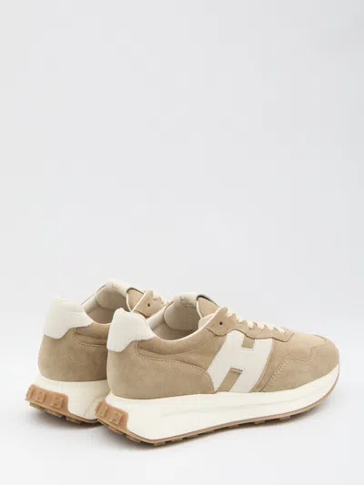 Hogan Brown Logo Embellished Sneakers In Neutral