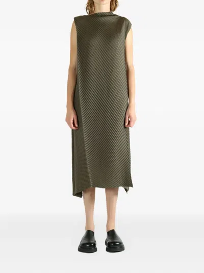 Homme Plisse "soft Fold Pleats" Dress In Green