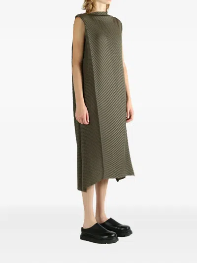 Homme Plisse "soft Fold Pleats" Dress In Green