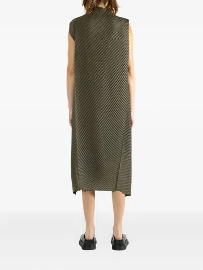 Homme Plisse "soft Fold Pleats" Dress In Green