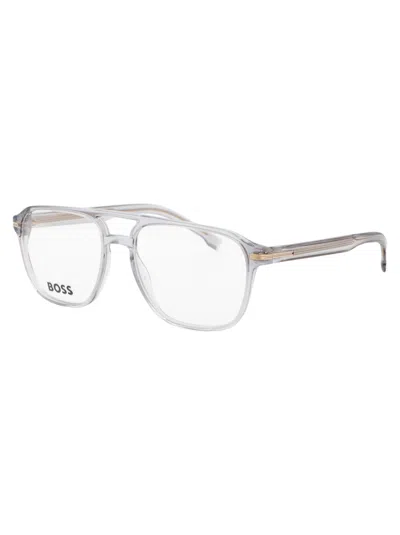 Hugo Boss Grey Acetate Glasses In White