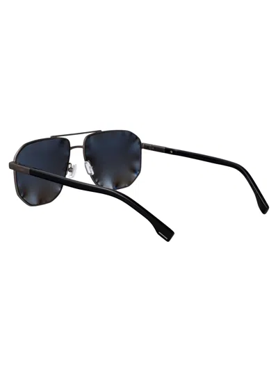 Hugo Boss Matte Dark Ruthenium Steel Sunglasses In Black