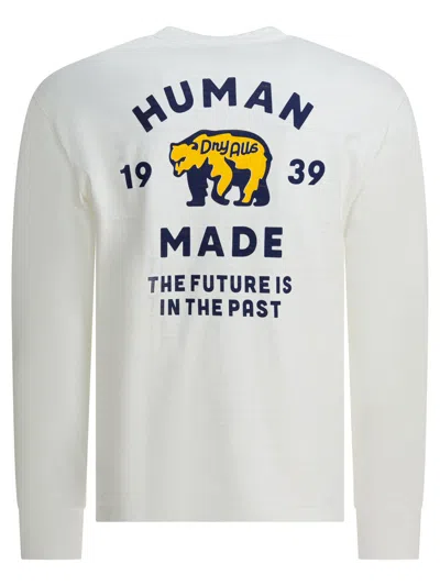 Human Made Long Sleeve Graphic Print Crew Neck T-shirt In White