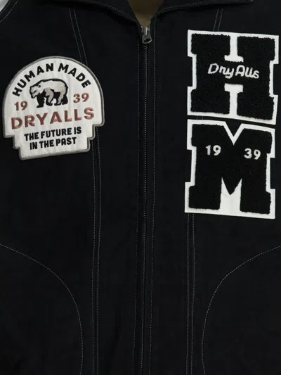 Human Made Satin Varsity Bomber Jacket In Black