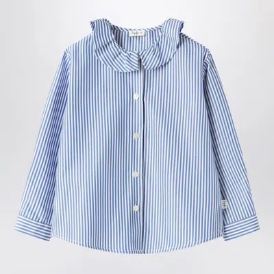 Il Gufo Blue And White Striped Cotton Shirt In Blue