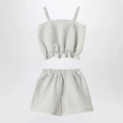 Il Gufo Granite-coloured Set In Striped Seersucker In Black