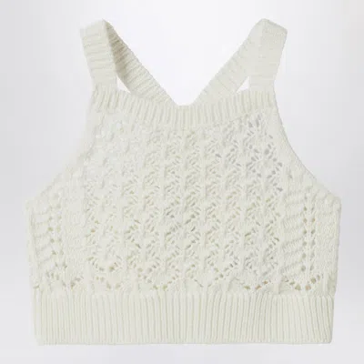 Il Gufo Milk White Crochet Top In Neutral