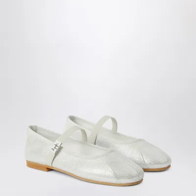 Il Gufo Silver Ballet Flats With Elastic Strap