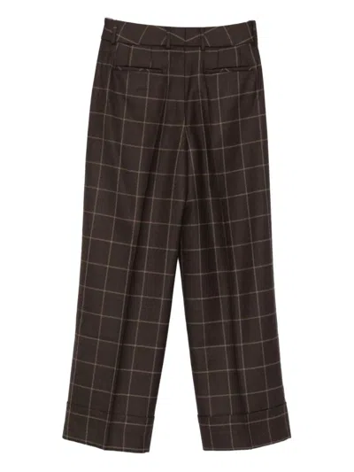 Incotex Wool Trousers Featuring Checked Design In Brown