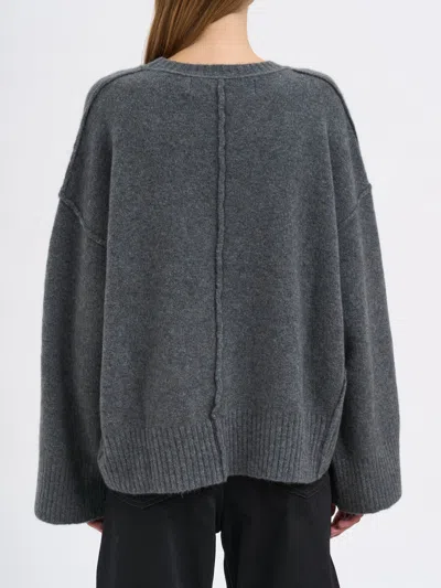 Isabel Benenato Boxy Yak Sweater In Gray