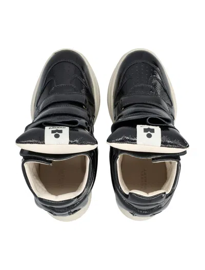 Isabel Marant Balskee Black Patent Wedge Sneakers In Black