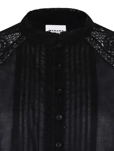 Isabel Marant Button Shirt With Lace Inserts In Black