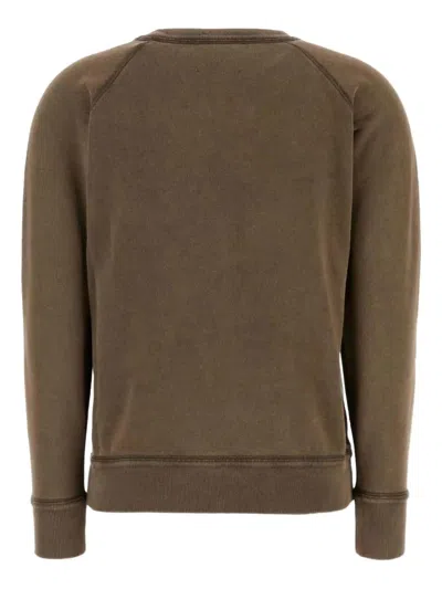Isabel Marant Long-sleeve Graphic Sweatshirt With Vintage Wash In Brown