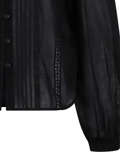 Isabel Marant Button Shirt With Lace Inserts In Black