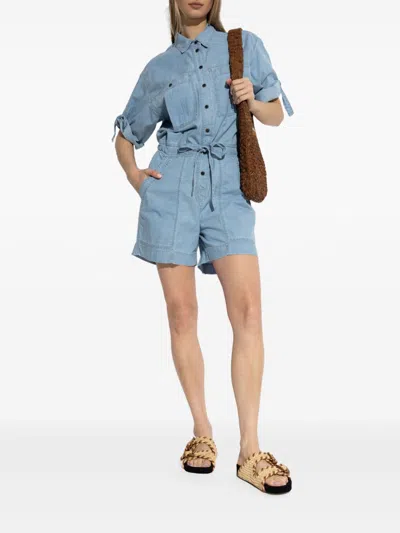 Isabel Marant Buttoned Tie-waist Jacket In Blue