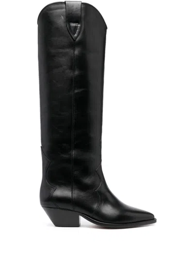 Isabel Marant Denvee Leather Boots In Black