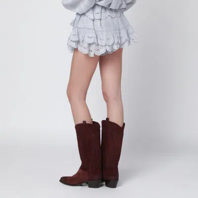 Isabel Marant Étoile Isabel Marant Etoile Light Blue Lace Puria Shorts With Ruffles In Gray