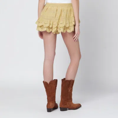 Isabel Marant Étoile Isabel Marant Etoile Ochre Lace Puria Shorts With Ruffles In Gold