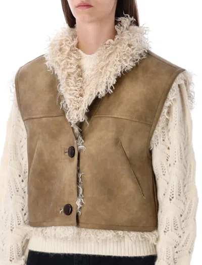 Isabel Marant Étoile Isabel Marant Etoile Shearling Vest In Suede Marant Étoile In Brown