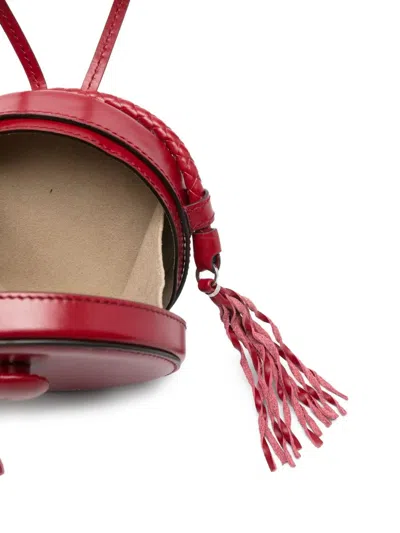 Isabel Marant Houna Tasseled Leather Shoulder Bag In Red