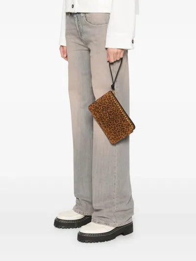 Isabel Marant Leopard-print Flat Pouch In Brown