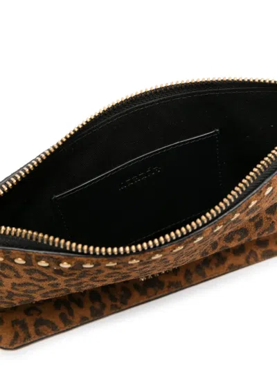 Isabel Marant Leopard-print Flat Pouch In Brown