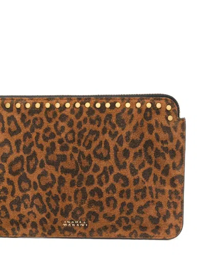 Isabel Marant Leopard-print Flat Pouch In Brown
