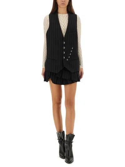 Isabel Marant Pinstripe Vest In Black