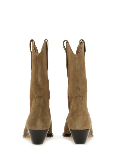Isabel Marant Duerto Embroidered Suede Cowboy Boots In Brown