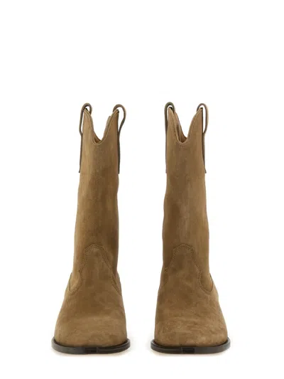 Isabel Marant Duerto Embroidered Suede Cowboy Boots In Brown