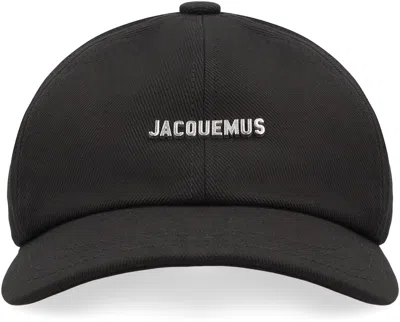 Jacquemus Gadjo Logo-embellished Cotton-twill Baseball Cap In Black