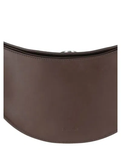 Jacquemus Compact Oval Embossed Logo Shoulder Bag In Brown