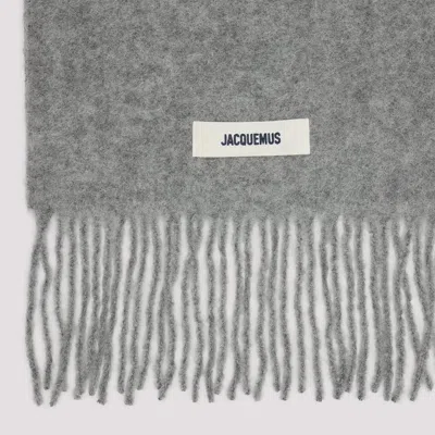 Jacquemus Carro L Scarf In Grey Alpaca In Neutral