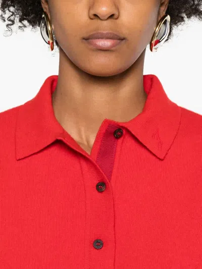 Jacquemus Pallone Vareuse-style Knit Polo Sweater In Red