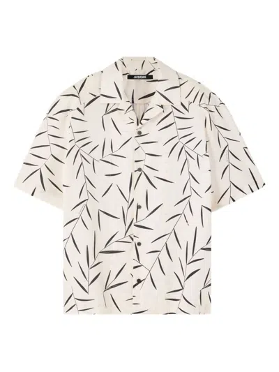 Jacquemus Leaf-print Short-sleeved Shirt In White