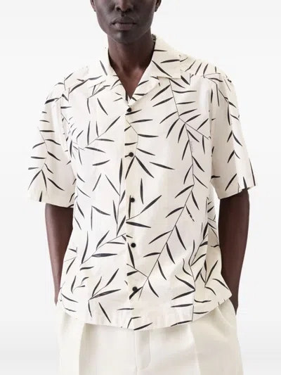 Jacquemus Leaf-print Short-sleeved Shirt In White