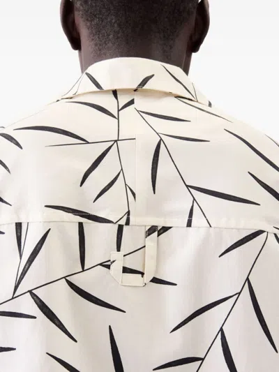 Jacquemus Leaf-print Short-sleeved Shirt In White