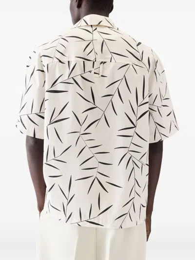 Jacquemus Leaf-print Short-sleeved Shirt In White