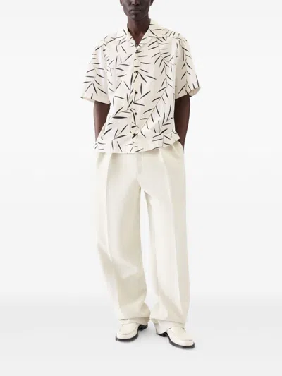 Jacquemus Leaf-print Short-sleeved Shirt In White