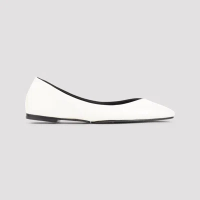 Jacquemus Blackwhite Leather Ballet Flats In White