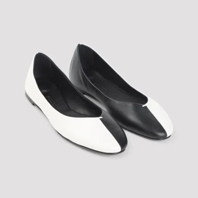 Jacquemus Blackwhite Leather Ballet Flats In White
